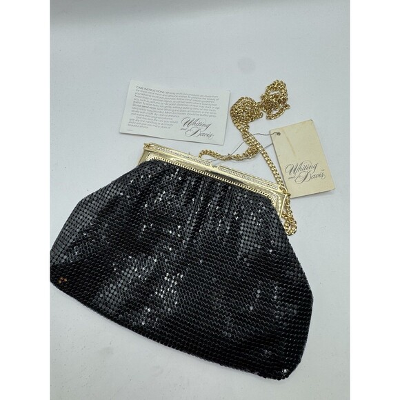 Whiting & Davis Vtg Black Mesh Evening Bag Rhinestone Chain Strap Formal NEW Tag - Picture 15 of 15